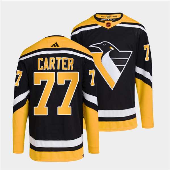 Men%27s Pittsburgh Penguins #77 Jeff Carter Black 2022 Reverse Retro Stitched Jersey Dzhi